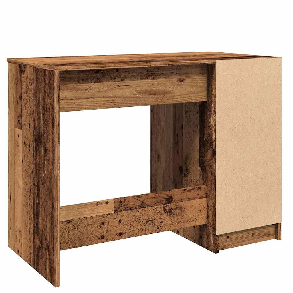 Schreibtisch Altholz-Optik 100x50x75 cm Holzwerkstoff mit Schublade und Fächern für Büroorganisation, minimalistisches Design, robust und stabil mit Wandhalterung