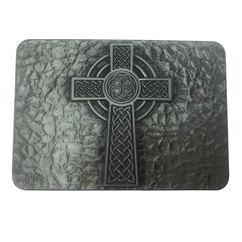 Lkmy Unisex Silver Celtic Knot Oval Belt Buckle,American Keltic Irish Scottish Celtic Cross For Mens Womens