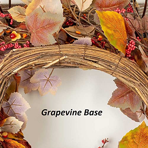 Factory Direct Craft Artificial Bittersweet, Chinese Lantern and Fall Foliage Wreath for Autumn Decorating and Displays (22