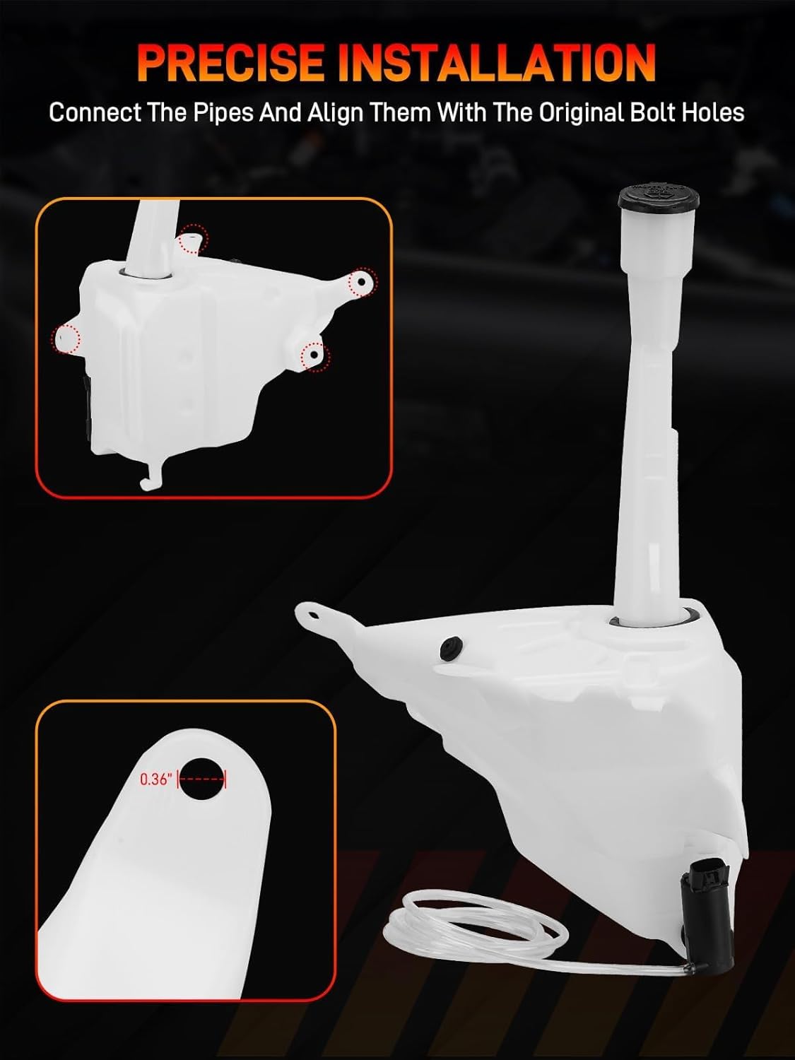 8531504060 Windshield Washer Reservoir with Cap, with Sensor Hole in Bottom Compatible with Toyota Tacoma 1998-2004, Washer Tank Replaces# TO1288184 85315-04060 12498759