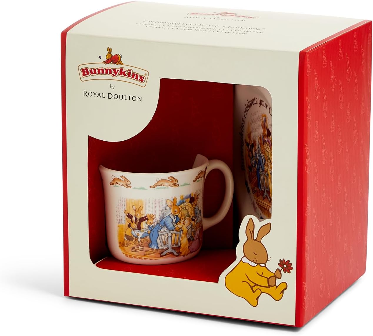 Royal Doluton Bunnykins 2-Piece (Plate & One Handled Mug) Christening Set, Multi