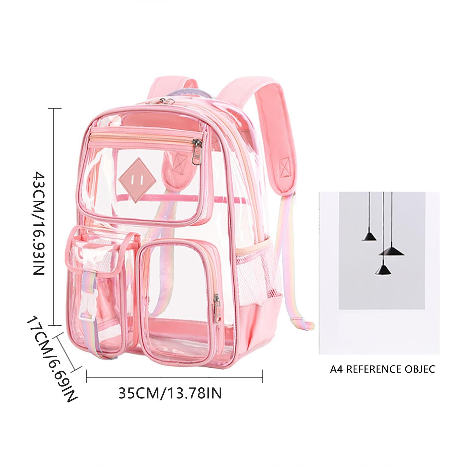 Zaino Bambini, Zaino Elementari Bambina Scomparti Multipli, Zaino Trasparente di Grande capacità per Ragazze delle scuole elementari e Medie 8-15