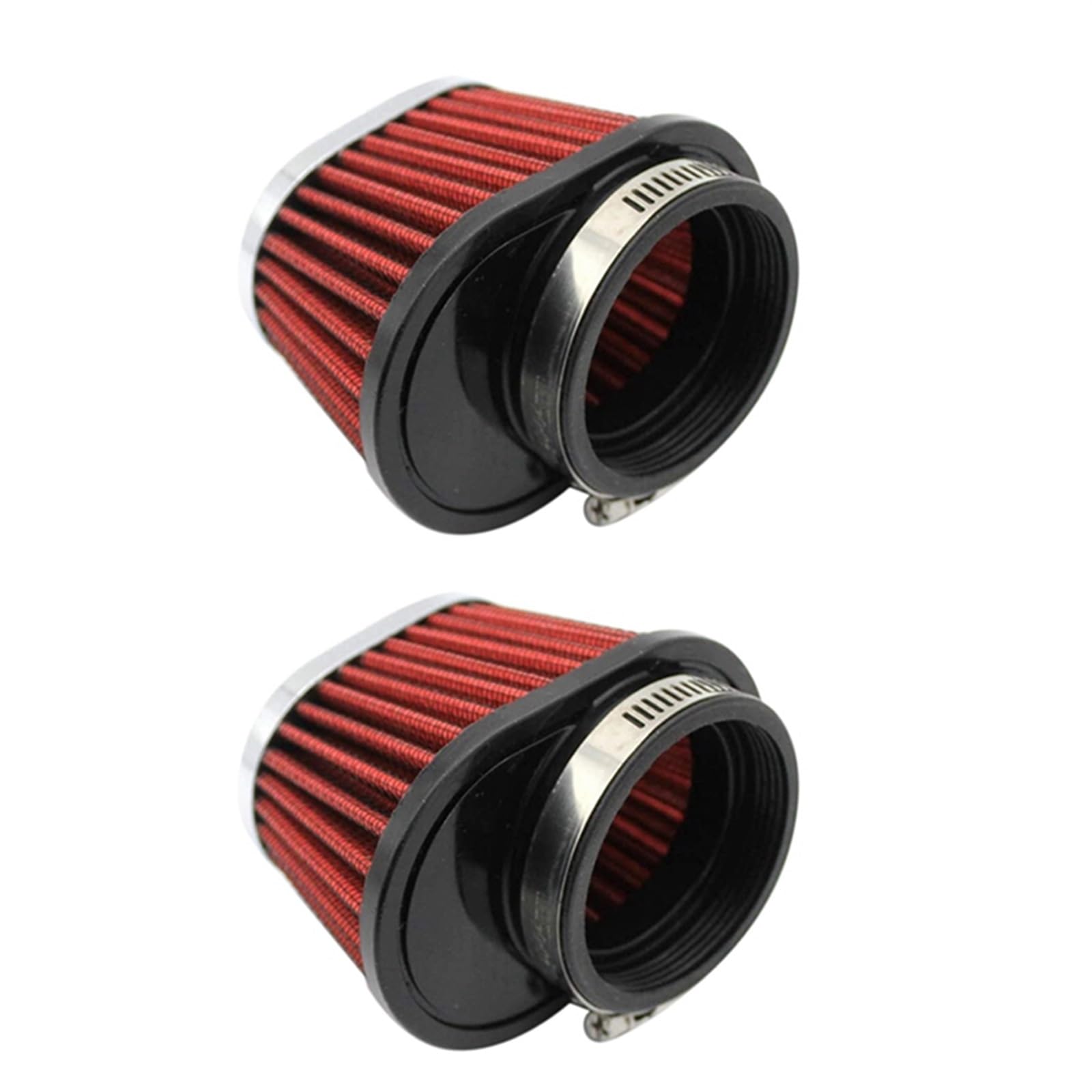 Zestaw filtrów samochodowych filtr powietrza do silnika, kabinowy 2 szt. uniwersalny okrągły stożkowy filtr powietrza do samochodu motocyklowego 51 mm 5-calowy filtr wlotowy - czerwony
