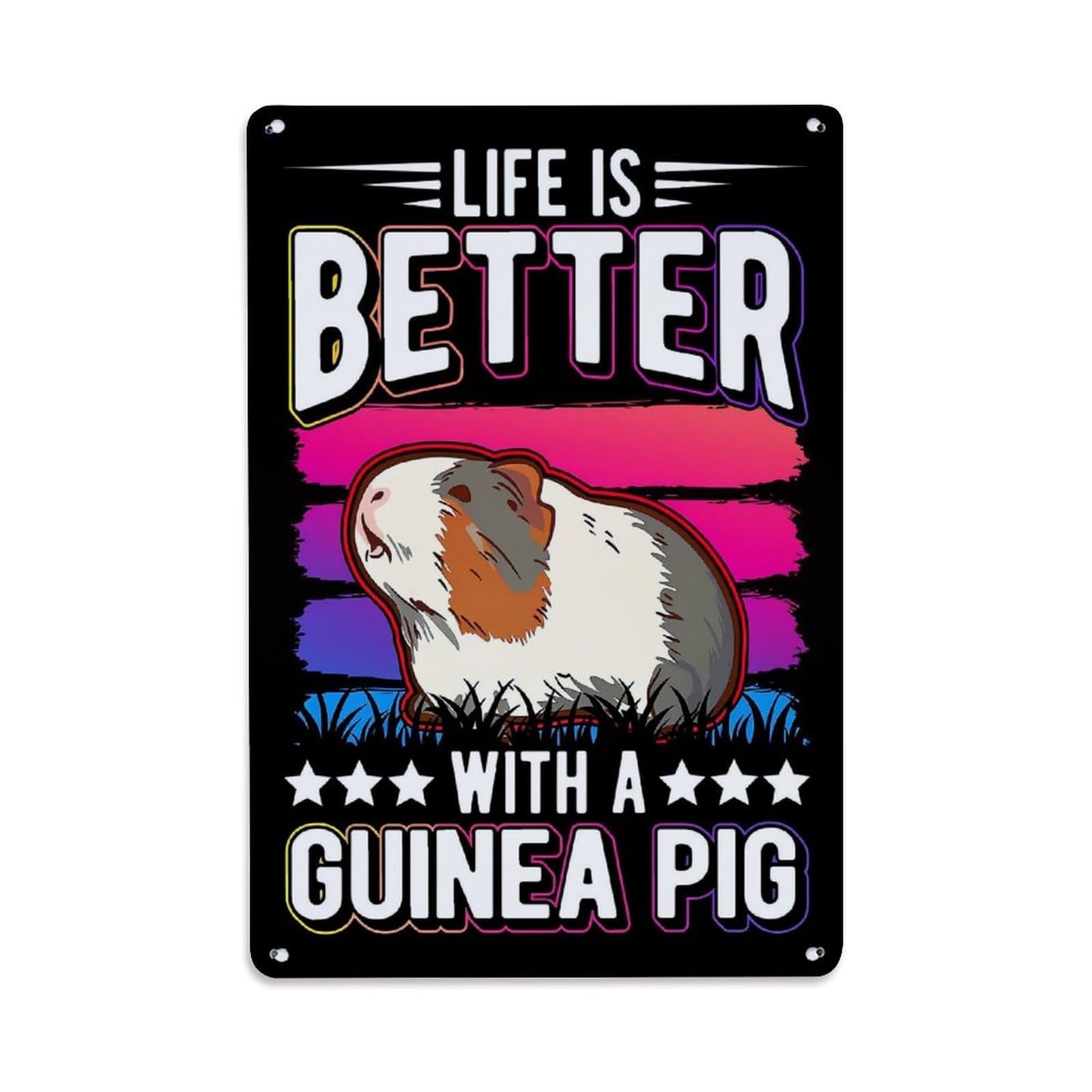 Nestemfo Vintage Life Is Better With Guinea Pig Tin Sign Metal Sign, Living Room,Bar, Home, Bedroom Wall Decor,Retro Metal Poster 8X12 Inches