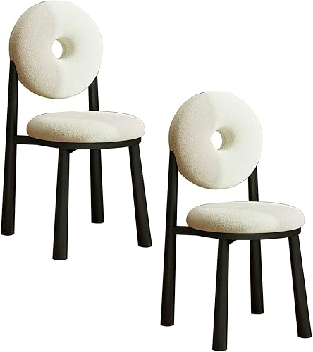 Miniatura 41 de JKGHK Donut Dining Chairs, Upholstered Kitchen Chairs with Back, Armless Living Room Chair with Metal Legs, Plush Accent Chair for Bedroom, Balcony,