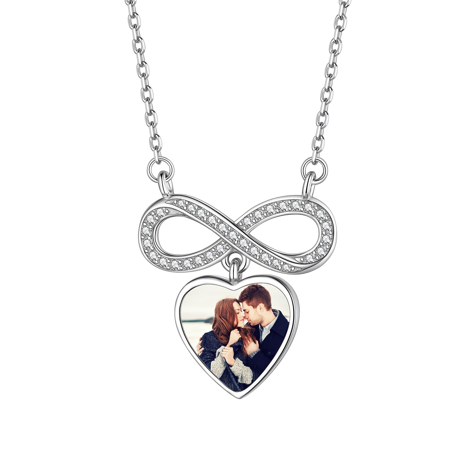 Suplight Collana donna in sterling argento 925 con ciondolo infinito e pietra di nascita di 12 mesi collana con pietra cuore portafortuna/foto (con confezione regalo)