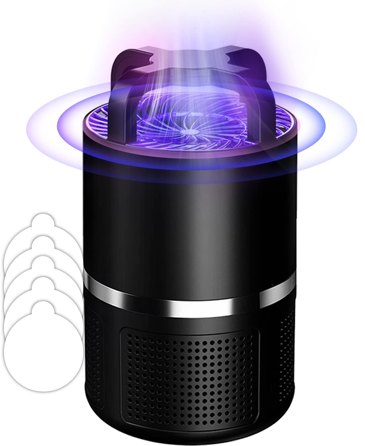 Fruit Fly Trap,Indoor Bug Zapper,Mosquito Trap,Indoor Insect Trap,Fruit Fly Traps for Indoors,Strong Suction & Sticky Glue Boards,with Attractor Light for Patio,Bedroom,Kitchen (Black)