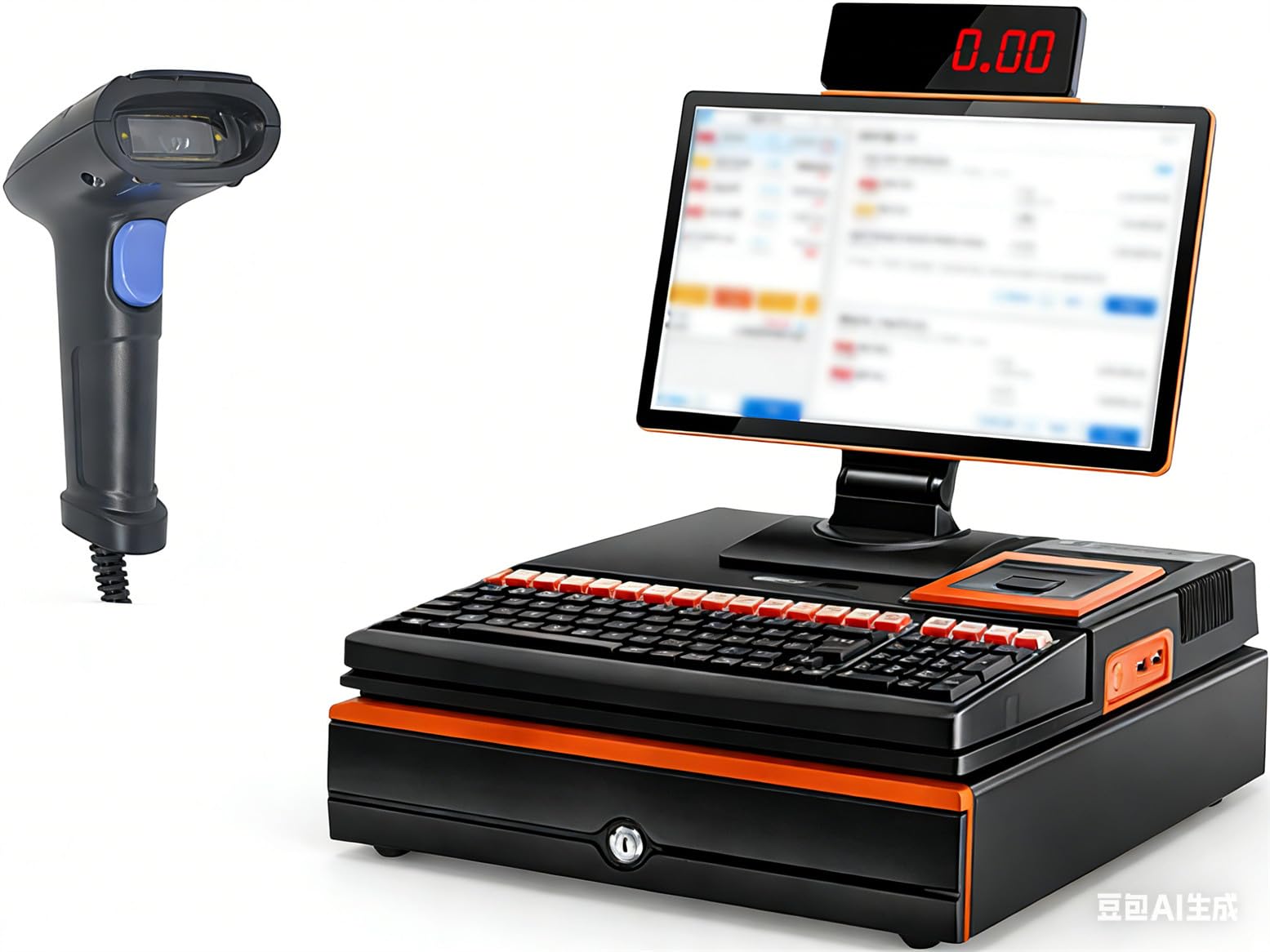 JozyJul Complete POS Cash Register 15.6" Touch Screen, Barcode Scanner, Drawer, Built-in 58mm Printer, i5/8GB/128GB for Small Business & Store B