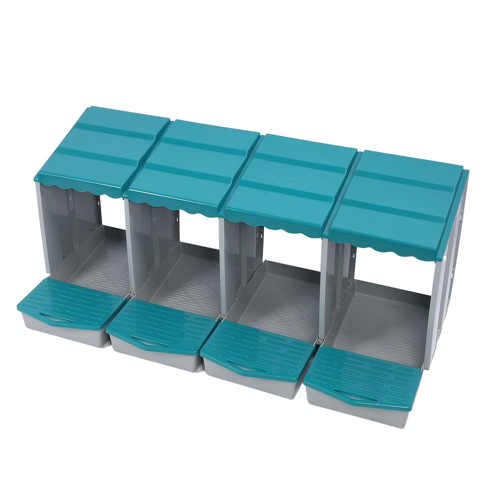 Caja Nido para Pollos, Material PP de 6 Compartimentos Diseño Modular Duradero de Fácil Montaje con Fondo Extraíble para Gallinas, Gallinero, Granja Avícola (4 Compartimentos)