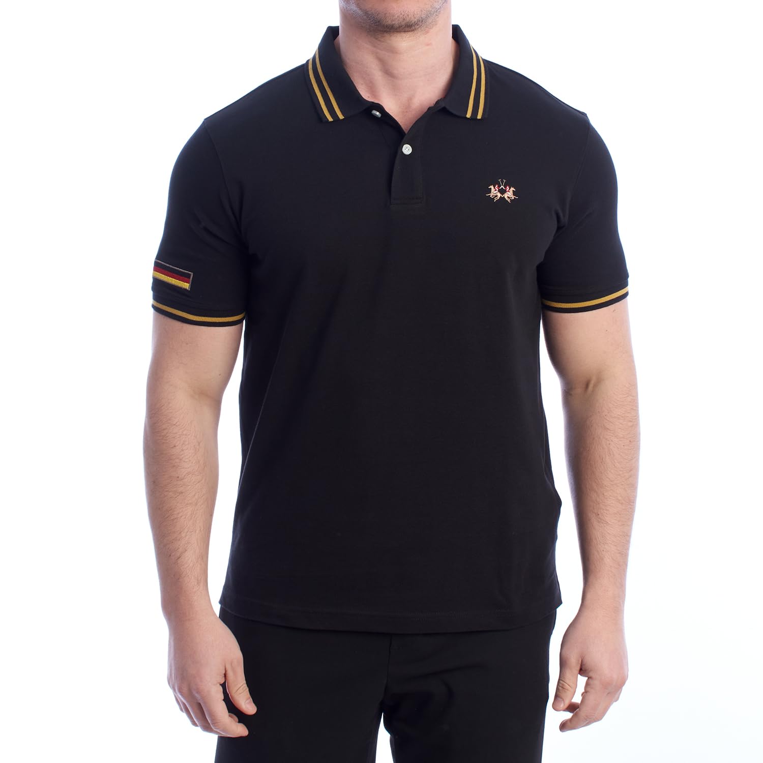 La Martina Men's Black Polo Shirts, Xl, Regular Fit Short Sleeve Polo