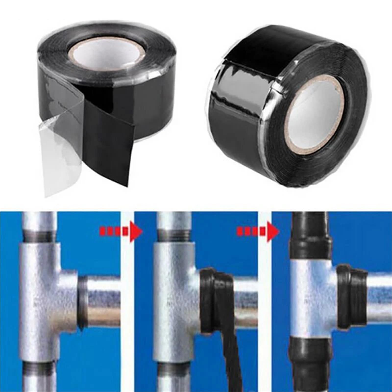 Nastro isolante autofondente in gomma siliconica | Multicolori 12 rotoli 1 pollice x 10 piedi 0,5 mm Utilizzo: riparazione del cavo del radiatore del tubo flessibile(Grey)