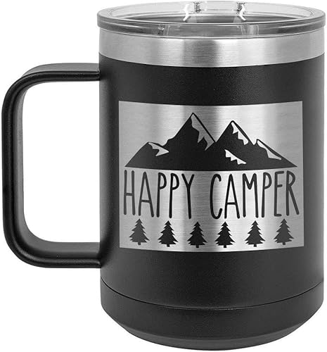 Miniatura 8 de HAPPY CAMPER C Azul Marino 15 oz Taza de café wtapa deslizante  Taza de café de viaje aislada  Ideas de regalos de cumpleaños o Navidad de mujeres u