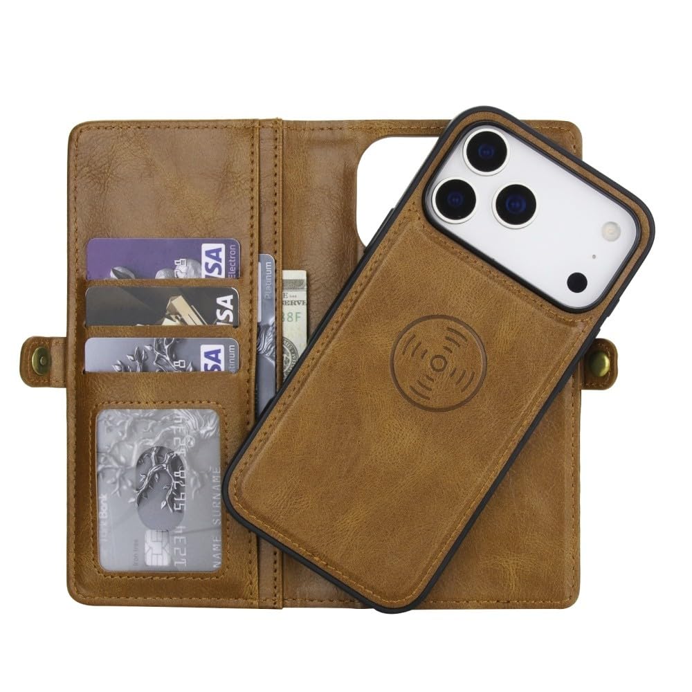 Étui cuir iPhone 16 Plus marron anti-rayure avec rabat - 8