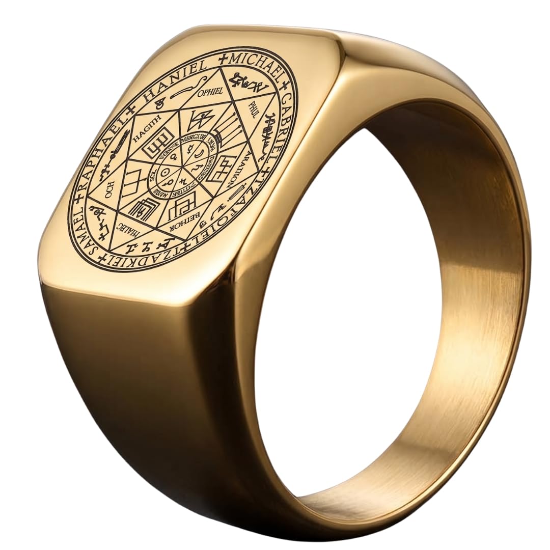 the men thing 7PROTECT - Titanium Steel Ring | The Seals of The Seven Archangels Protection for Mens (Silver Toned Size : 20)-picture-9