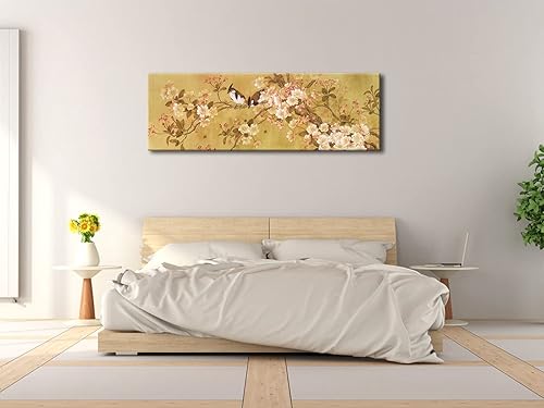 Miniatura 3 de Pyradecor Impresiones en lienzo para pared, pájaros en árboles en flor, cuadros florales para sala de estar, dormitorio, decoración del hogar,
