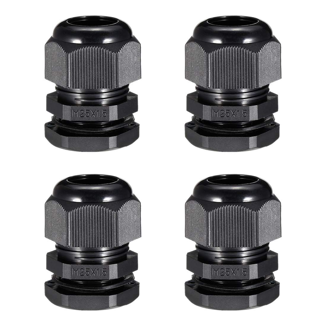 TA-VIGOR 4Pcs M25 Cable Gland, IP68 Waterproof Adjustable Plastic Nylon Wire Connectors Gland Joints for 12mm-15mm Cables, Locknut Stuffing Glands with Locknut and Washer – Black