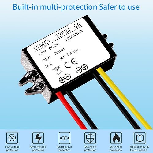 Miniatura 2 de Convertidor DC Boost de 12 V a 24 V, 5 A, 120 W, convertidor elevador de voltaje, módulo de fuente de alimentación impermeable, transformador de