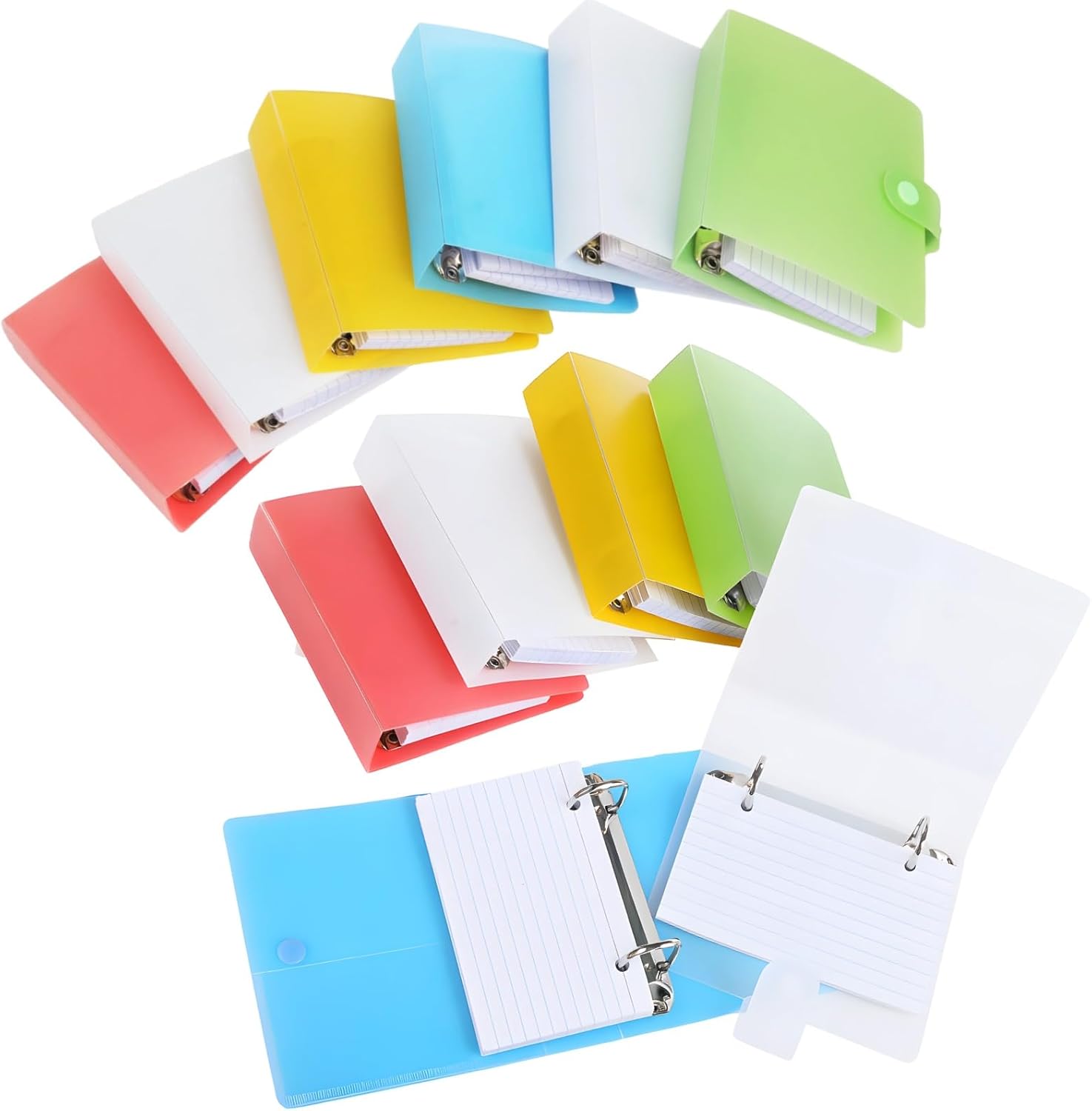 3x5 Inch Index Card Binder with Dividers Set of 12-2 Rings Card Binder Organizer Notebook with 60 Pages Sheets for Office Home Elementary School Classroom (12pcs)