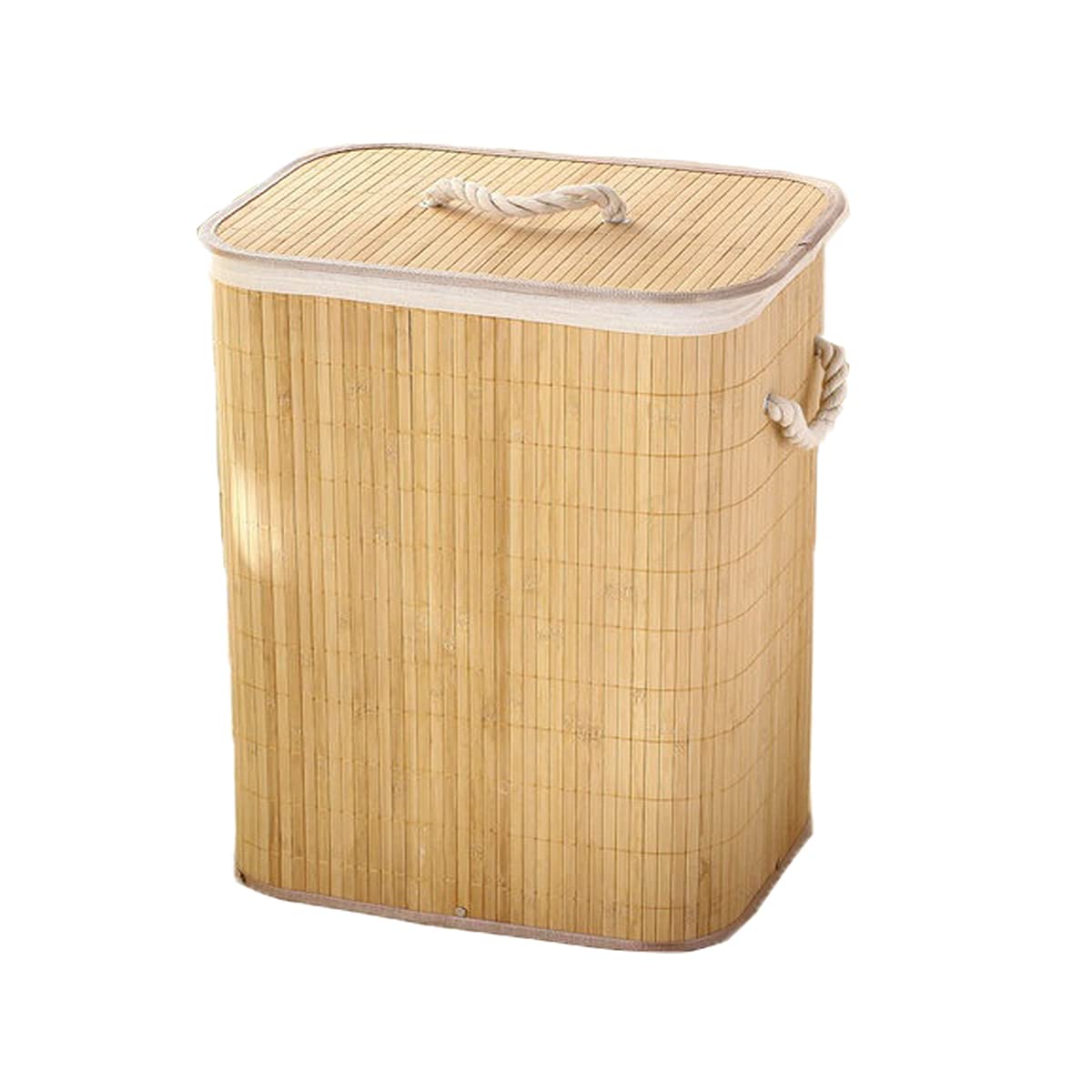 Foldable Bamboo Laundry Basket, Clothes Storage Basket with Lid Dirty Clothes Storage Bucket Cover Household Cloth Container Organiser