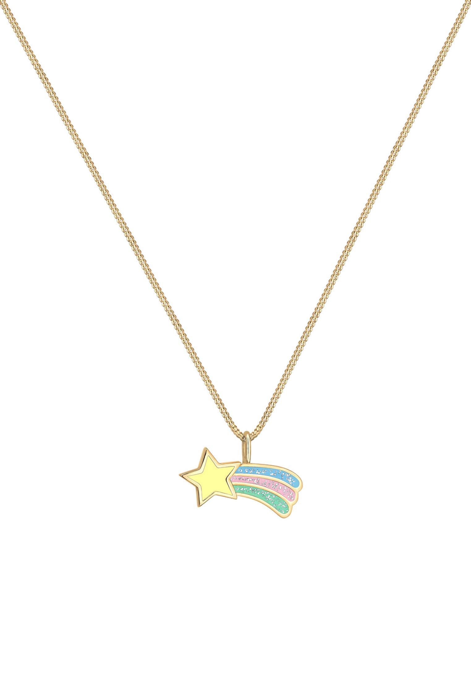 Elli Halskette Silber 925 Vergoldet 24K Sternschnuppen Kette Kinder Emaille