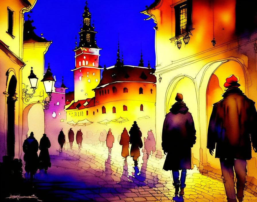 Toile Cracovie la nuit SERENDIPITP décoration murale pour bureau élégant