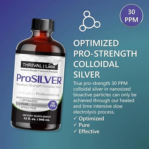 Miniatura 6 de ProSILVER Black Label Pro-Strength Plata coloidal para apoyo inmunológico, 30 PPM de fuerza máxima para uso profesional, botella de vidrio oscuro,