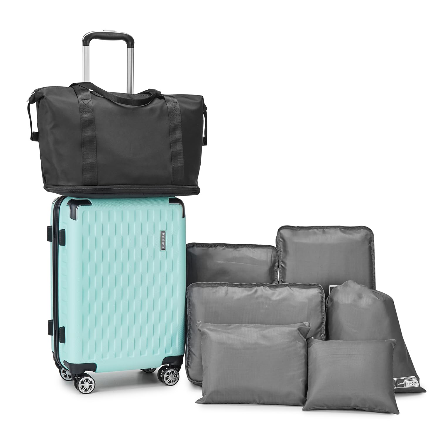 Melalenia Luggage Sets 7 Piece Hard Shell Carry on Suitcase with Spinner Wheels and TSA Lock, Lightweight Travel Duffel Bag for Women, Beige Brown: Melalenia Carry on Luggage 20 Inch Airline Approved, Hard Sided Luggage Sets with Spinner Wheels and TSA Lock,Travel Carry on Suitcase Set for Women