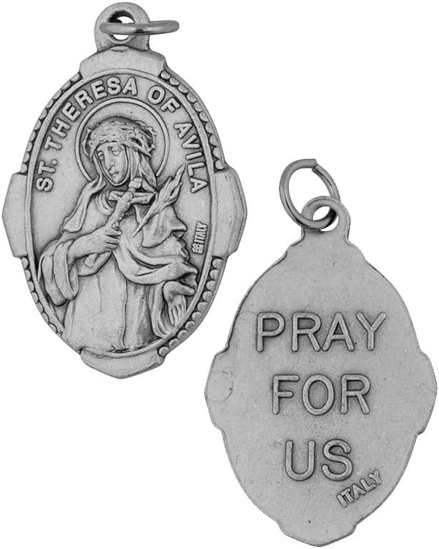 1" Saint and Holy Subject Medal with Prayer Card | Over 25 Different Saints | Durable and Detailed Charm | Pendant Medal Carded with Prayer | Christian Jewelry (St. Teresa of Avila) - Image 3