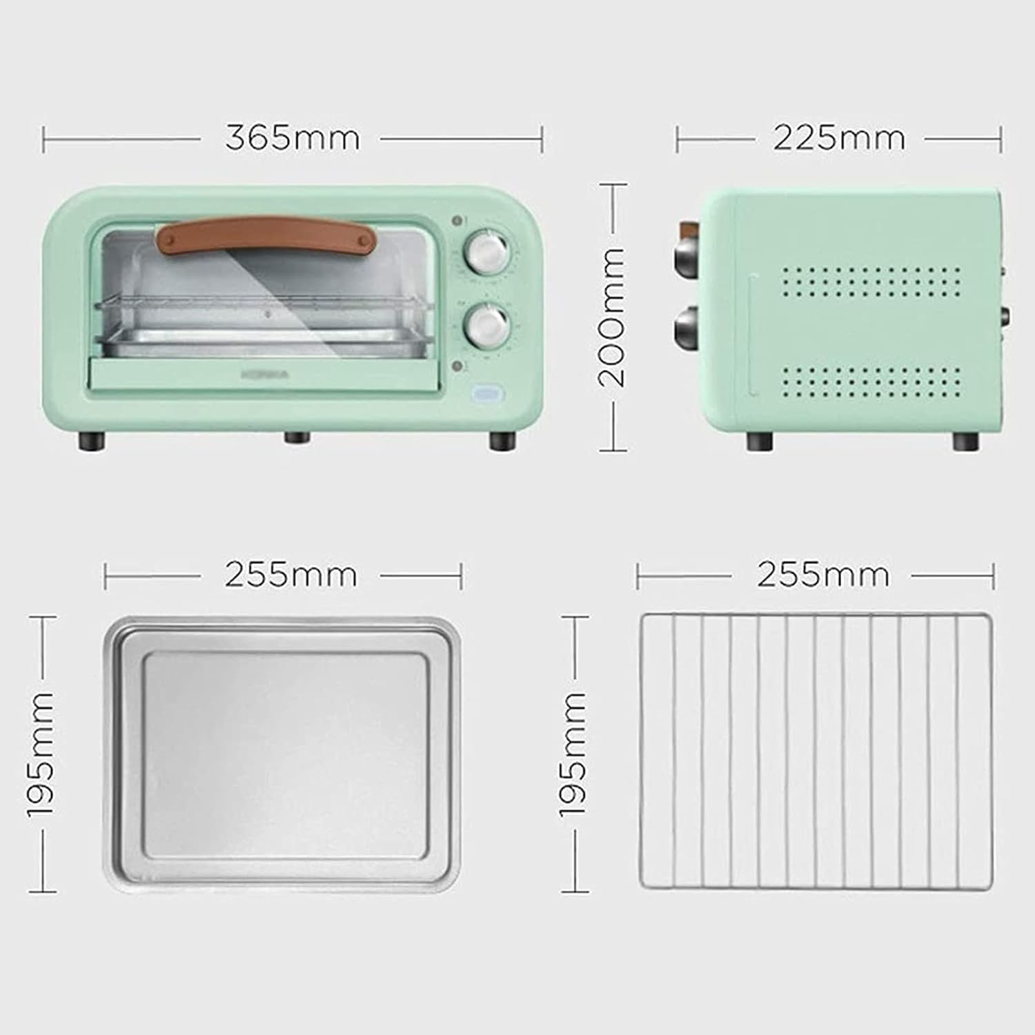 Elektryczny Piekarnik 12 L, Wielofunkcyjna Mała Brytfanna Z Blachą Do Pieczenia, Timer 60-minutowy, Regulacja 90~230 ℃, Automatyczne Wyłączanie, Piekarnik Do Użytku Domowego, Do Chleba