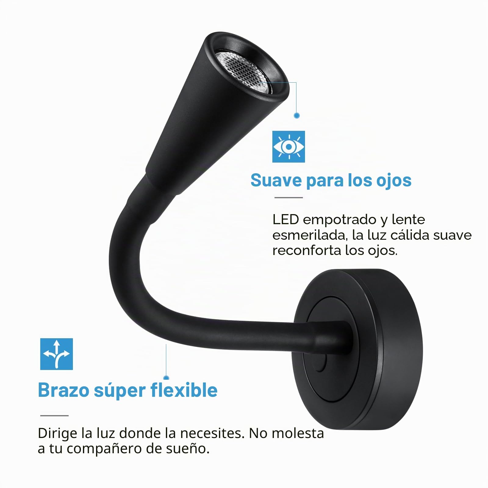 acegoo 2 x Lámpara de Lectura LED 12V Autocaravana Regulable Lámpara de Cama Cuello de Cisne Flexible 3200K DC 24V avec USB para Caravana Barco Camión Furgoneta Remolque Interior Montaje en Superficie