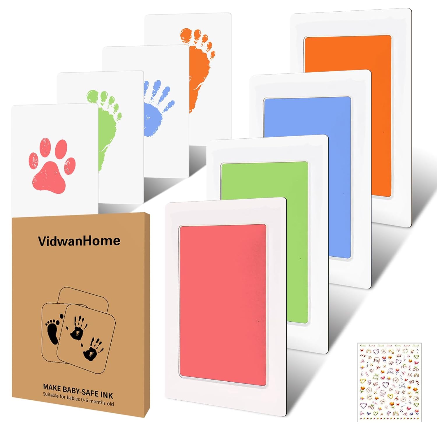 Baby Hand and Footprint Kit, Inkless Clean Touch Ink Pad Newborn Keepsake, Mother’s Day Gift for New Mom, Mess-Free Paw Print Kit for Dogs & Cats, 4 Pack with 16 White Cards, Jet Black