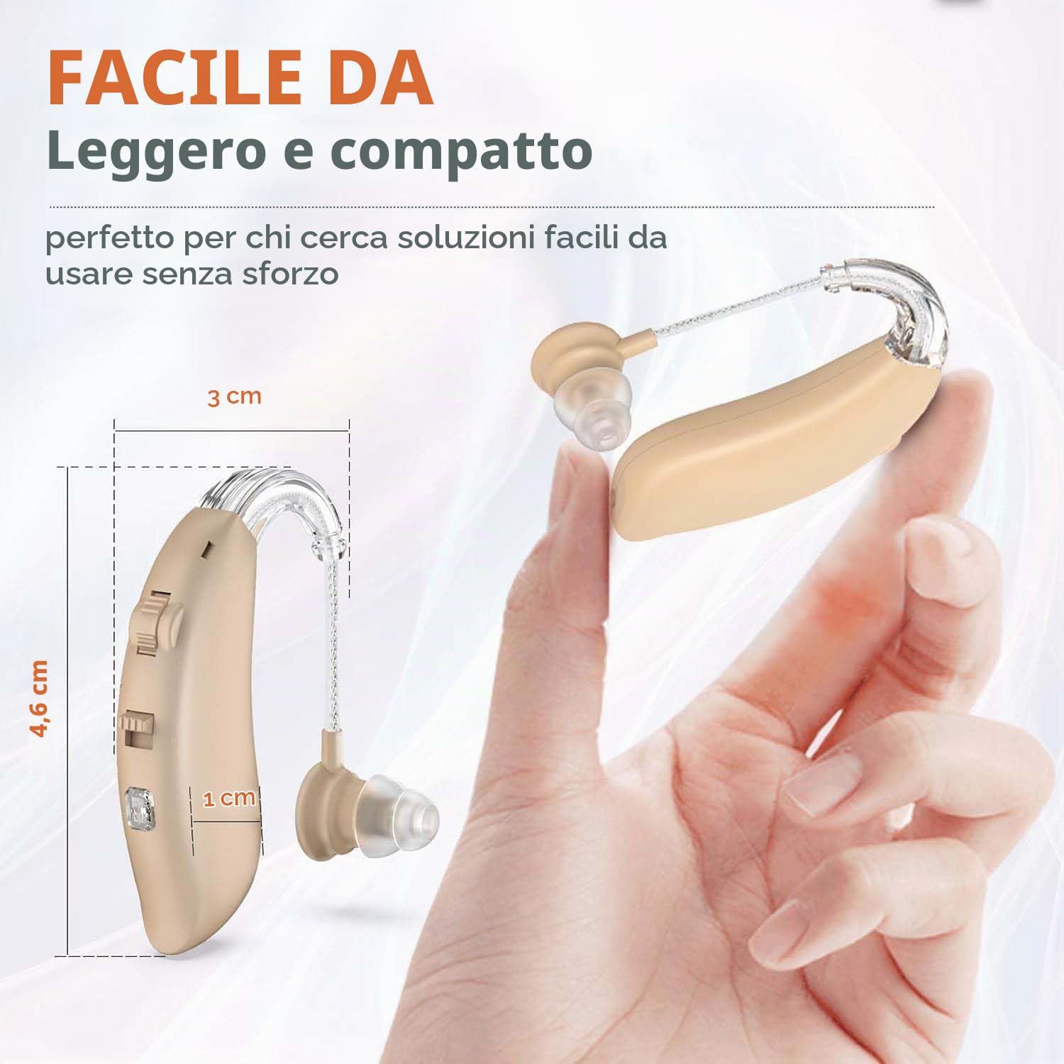 Tappi per le orecchie per anziani - BTE Tappi per le orecchie digitali intelligenti con cancellazione del rumore, quattro modalità, coppia PSAP dietro l'orecchio con controllo del volume, beige