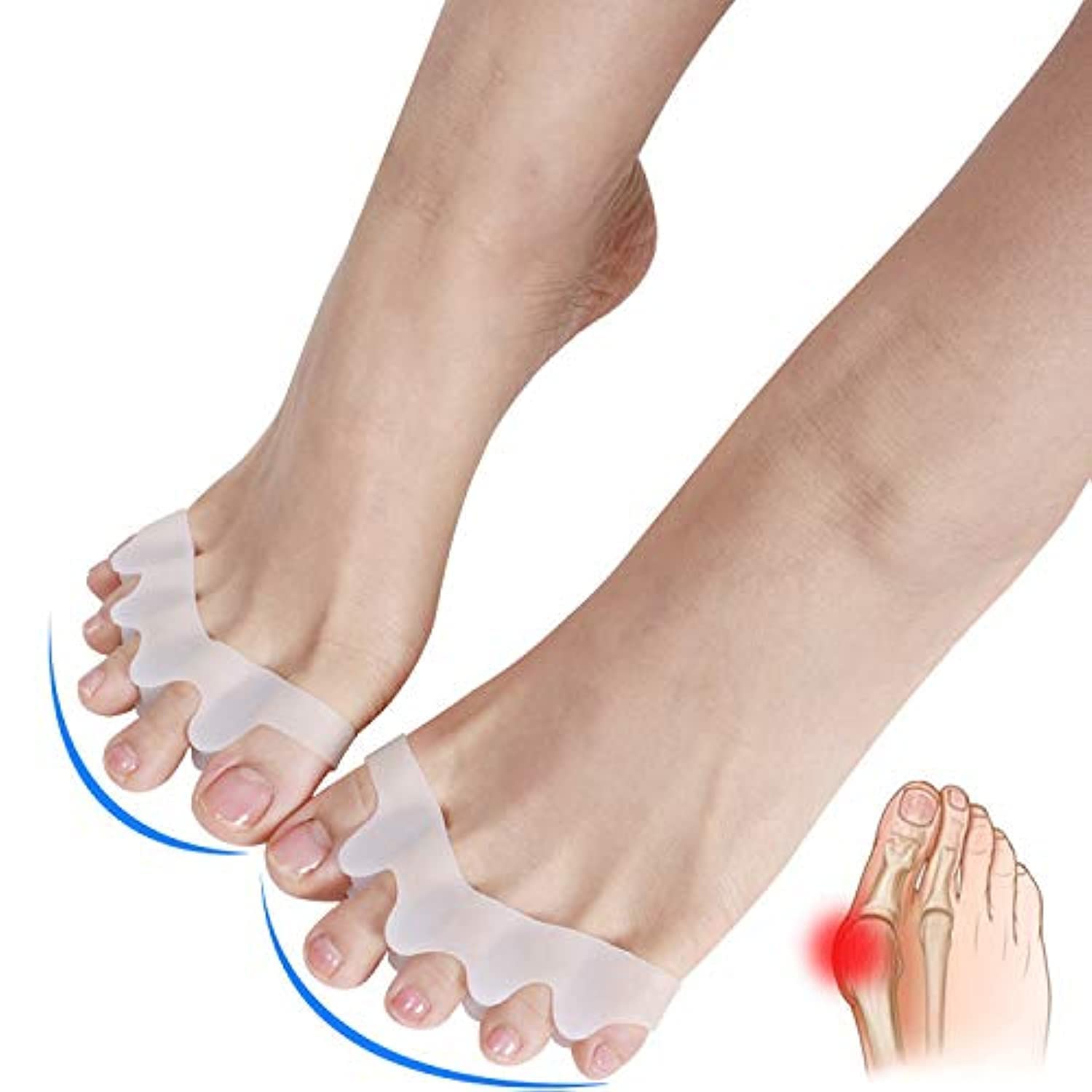 PREMIFY Silicone Toe Separators- Gel Transparent Bunion Nail Toe Spacer-Multifunctional Hammertoe Straightened Corrector, Overlapped Toe Separator for Foot Pain & Nail Protection