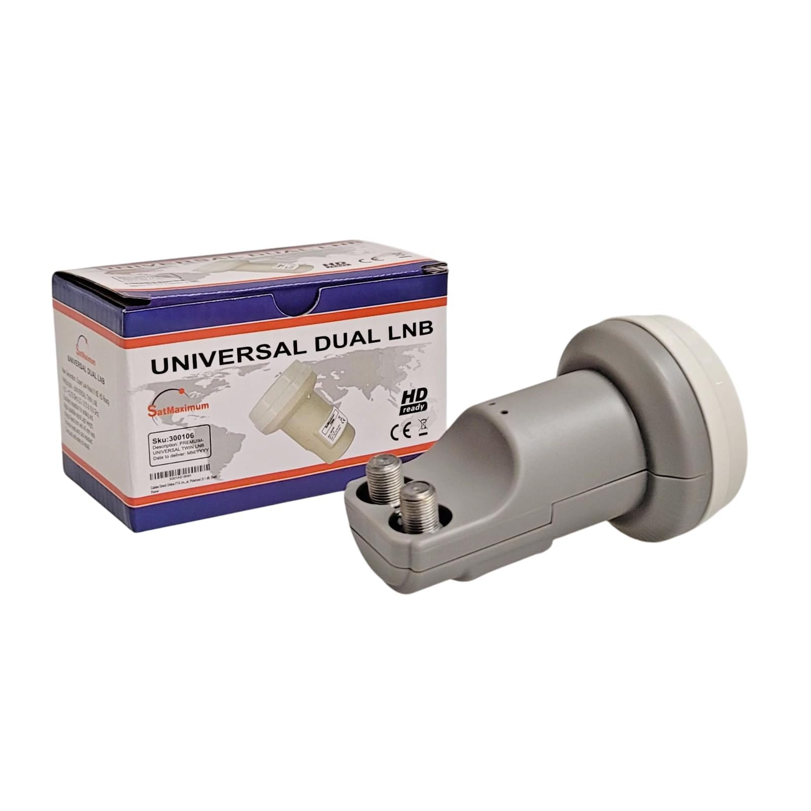Cables Direct Online FTA Universal Ku Band LNB, Dual, 0.1dB Satellite Dish LNBF, Linear, Polarized (0.1 dB, Dual)