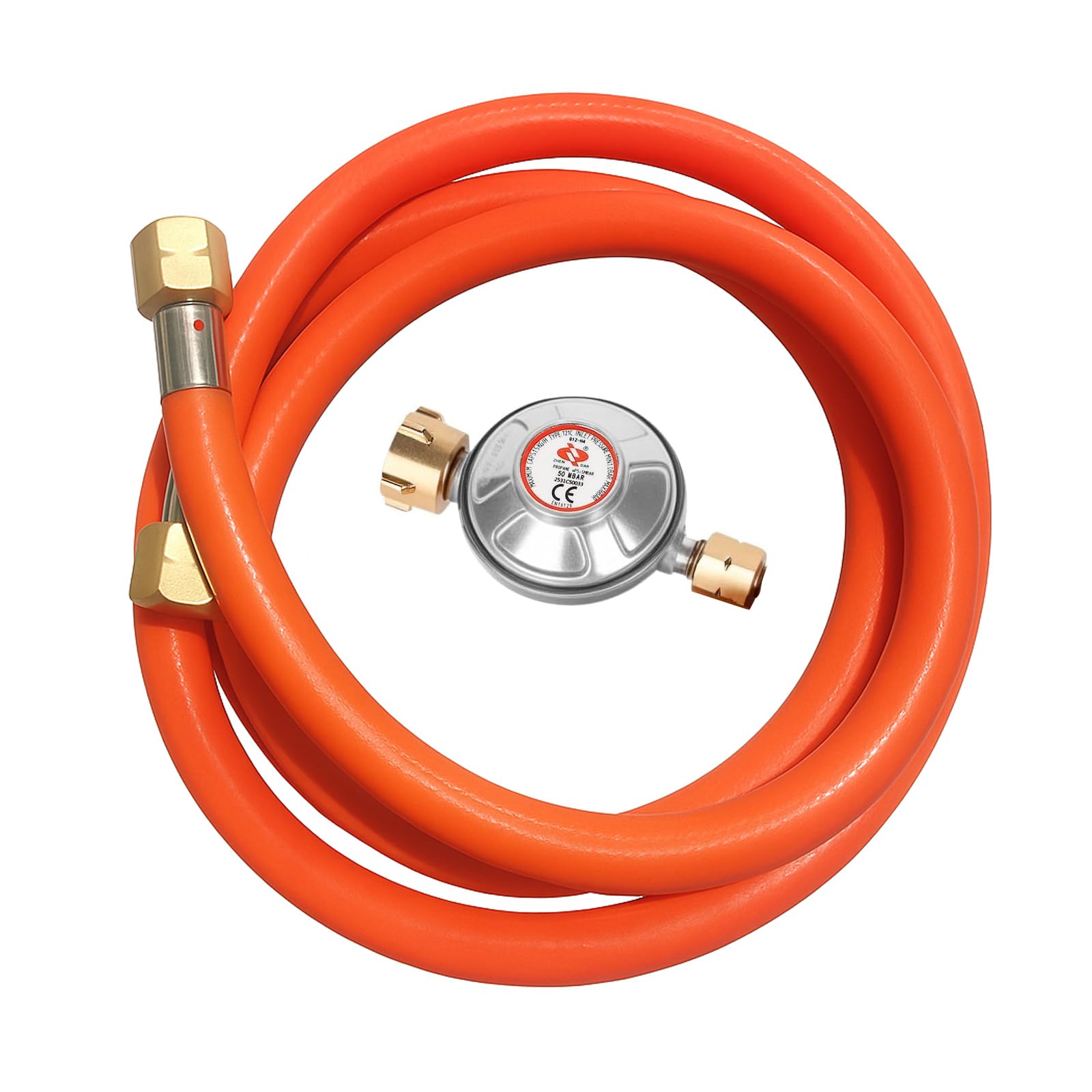 Tuyau de gaz 150 cm et détendeur 50 mbar pour réchaud de camping en plein air