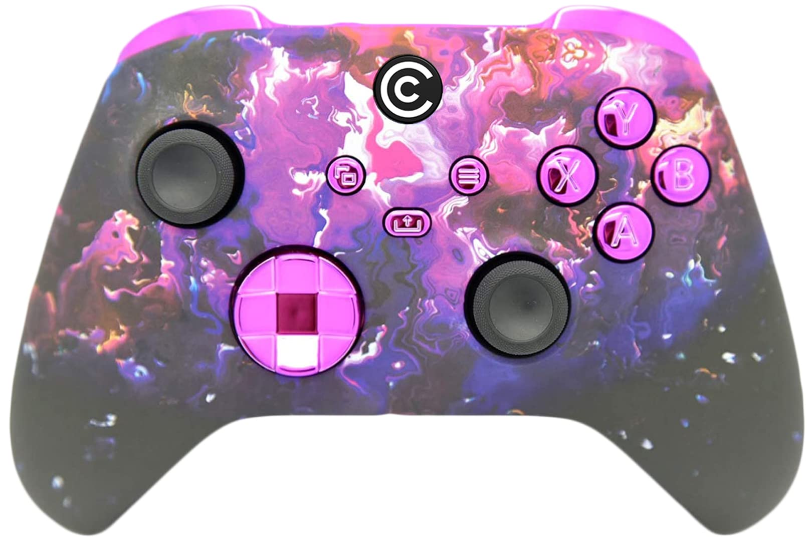 Custom Controllerzz Designer Series Custom Wireless Controller for Xbox Series X/S, Xbox One, & PC - Multiple Designs Available (Purple Magma & Purple Chrome Inserts)