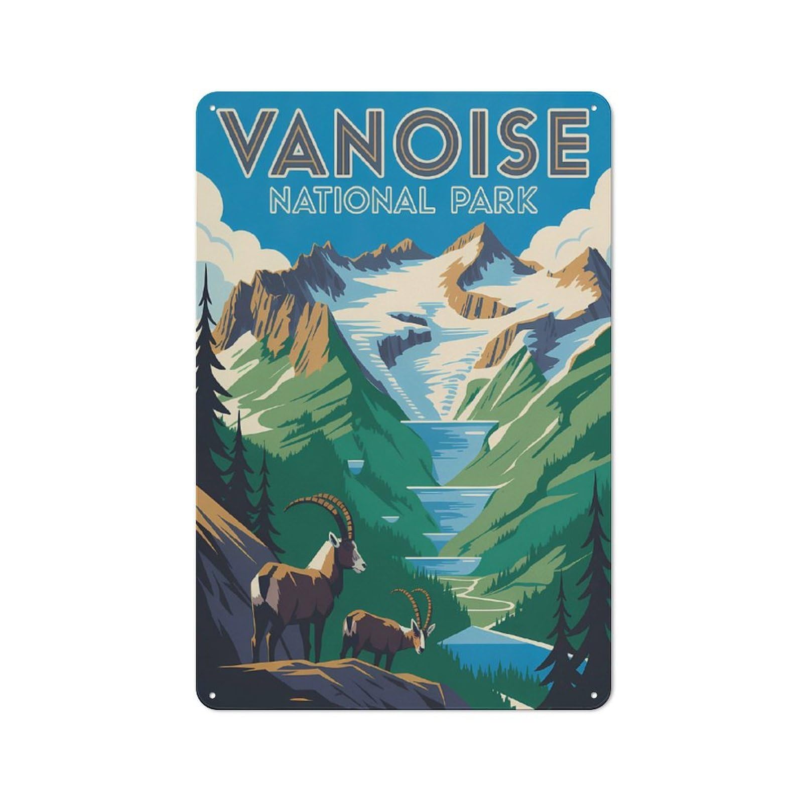 Urban Vanoise National Park Vintage Decorative Metal Plaque 30x20cm, Urban Room Decor for Flat, Bar, Studio Or Gallery Wall