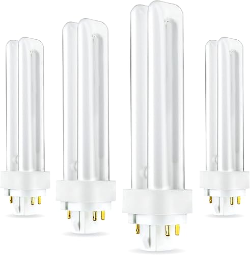 Paquete de 4 PLC-18W 841, 4 pines G24q-2, tubo doble de 18 W, bombilla fluorescente compacta, sustituye a Sylvania 20668 y PL-C 18W8414PALTO