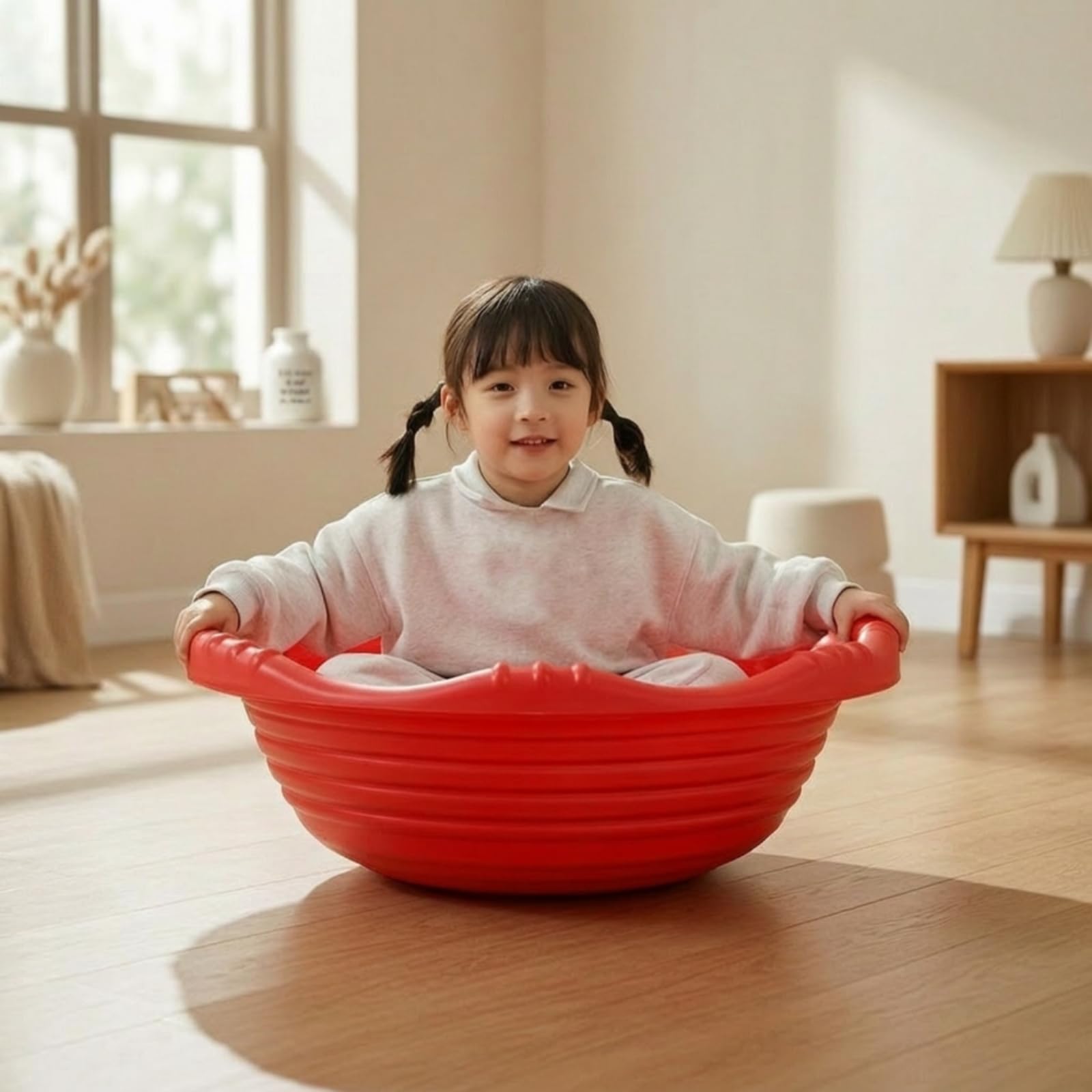 Gioco di Equilibrio a Forma di Conca Coordinazione Vasca Oscillante Stabile Bilanciatore Sensoriale per Bambini, Casa, Asilo, Palestra, Rosso