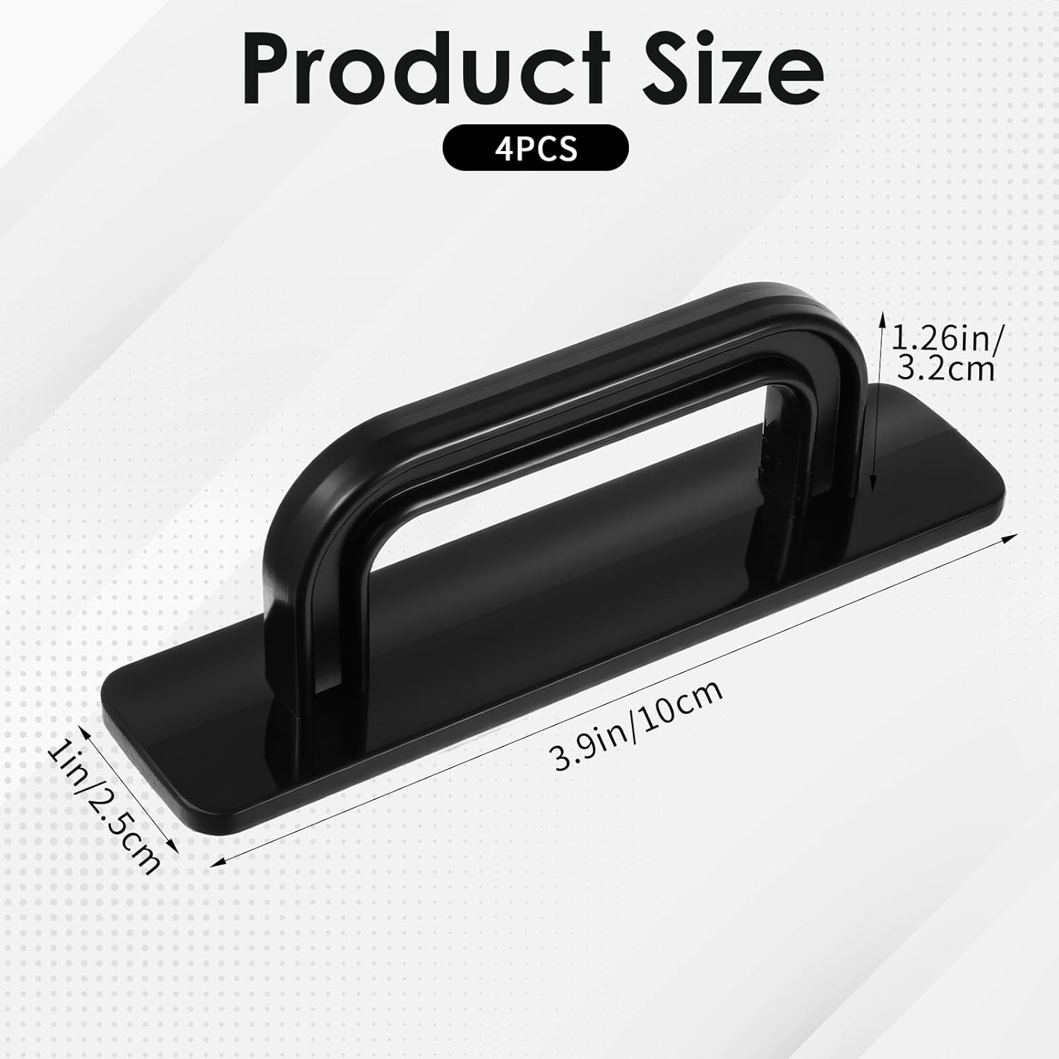 4 Pack Adhesive Cabinet Handles Self Stick Drawer Pulls No Drill Cabinet Handles 4 Inch Stick on Handle Black Drawer Pulls for Cabinets Glass Shower Door Window Sliding Closet Door