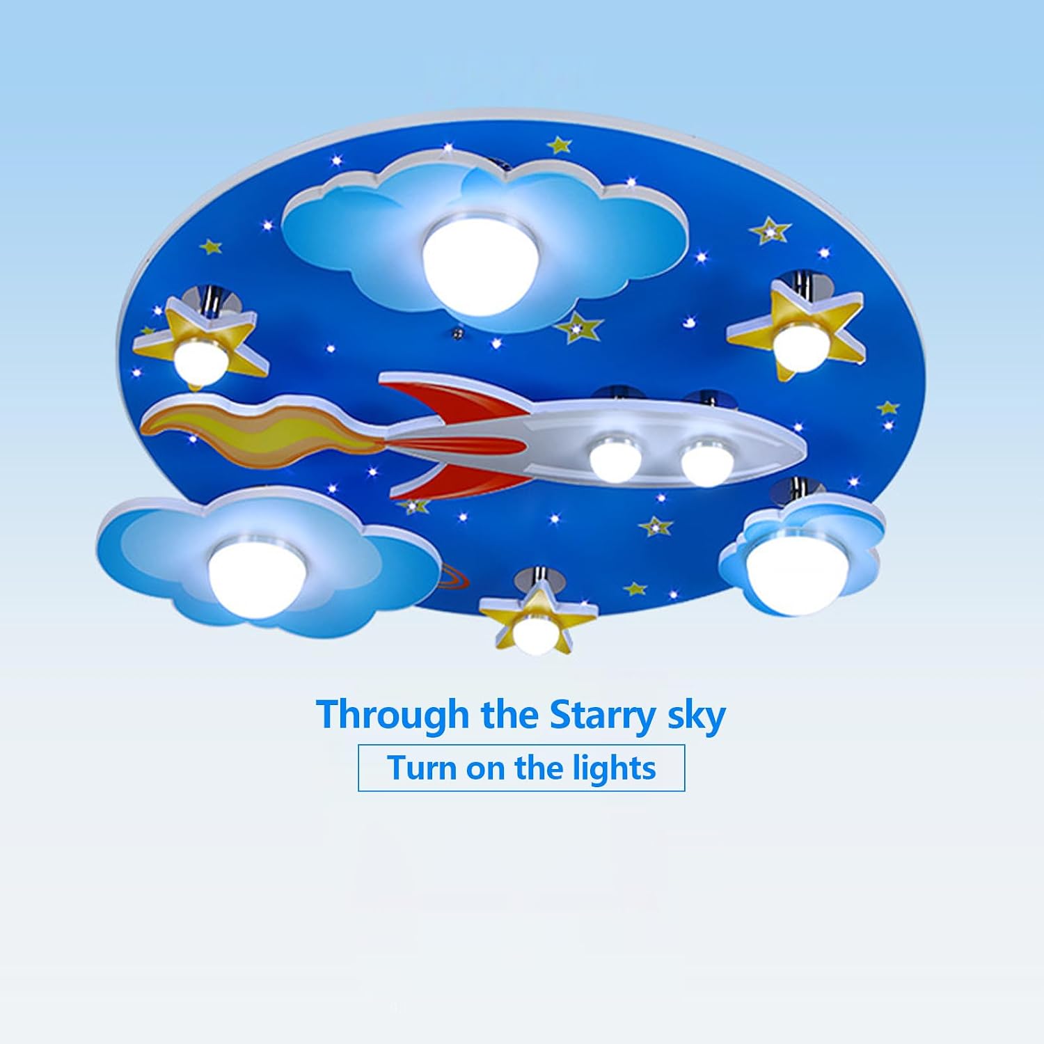 Universe LED Ceiling Light, Modern Kids Star Rocket LED Ceiling Lamps with Remote Control, Cartoon Plane Children Pendant Lamp Aircraft Chandeliers Lighting Fixtures for Children's Bedroom