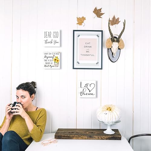 Miniatura 6 de Every Day Is A New Beginning Letrero divertido de verano inspirador de girasoles para decoración de escritorio, caja de madera, escritorio retro de