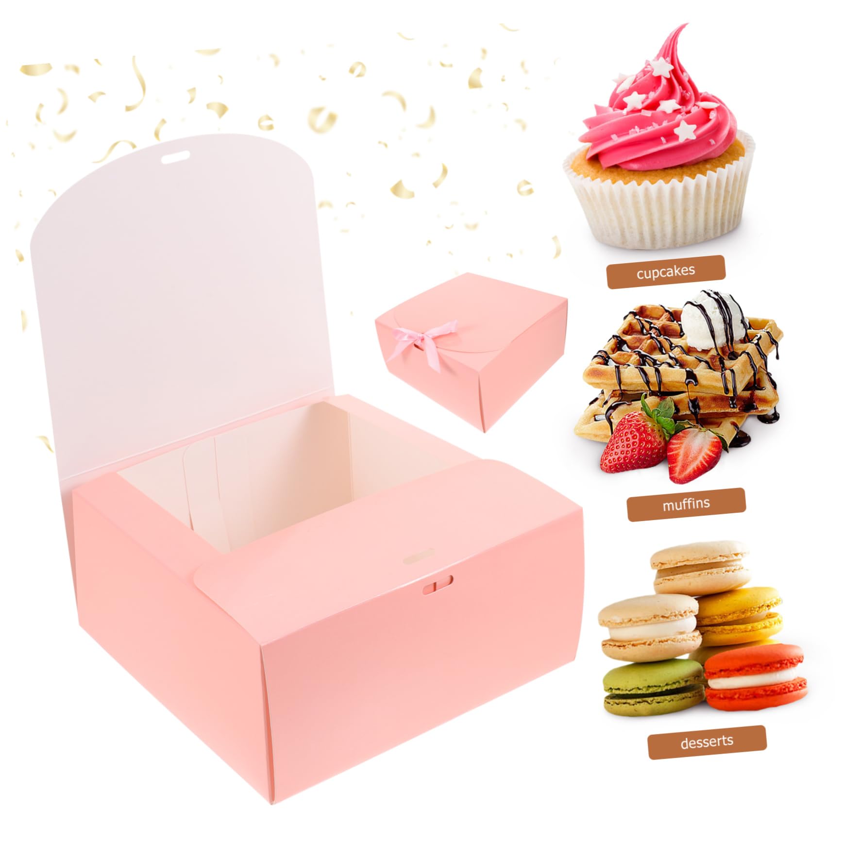 Caja de Cupcakes de Papel Rosa, 10 Piezas, Delicada