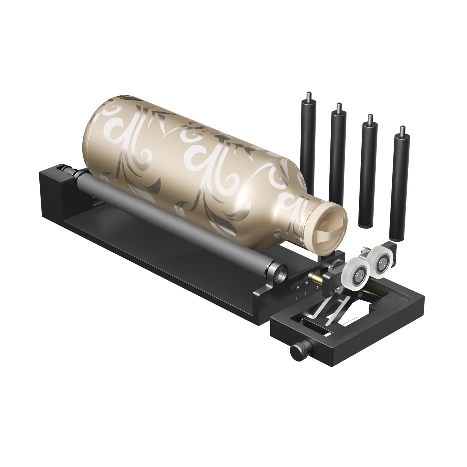 BlazeX Rotary Roller and Risers Kit for M3 Laser Engraver, 360° Cylindrical Engraving Module with Multi-Stage Height Extensions, Ideal for Tumblers, Bottles, and Cans