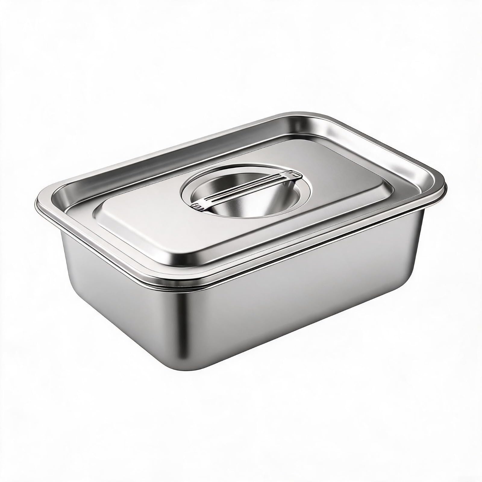 Set di 2 contenitori Gastronorm in acciaio inox GN 1/3, padella rettangolare impilabile con coperchio, ciotola profonda per buffet per gastronomia e cucina, 32 x 22 x 20 cm