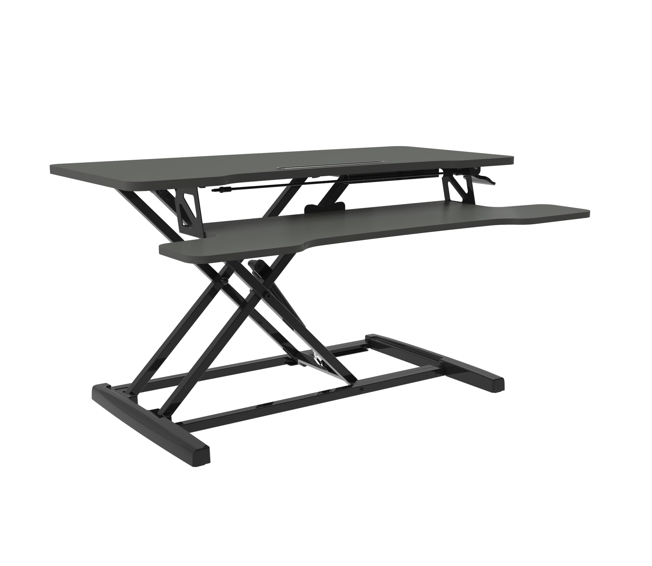UPdesk Cross - Schreibtischaufsatz höhenverstellbar für Laptop & PC - Schreibtischerhöhung - Stehpultaufsatz für Schreibtisch - Höhe 11-50,4 cm - Breite 40 x 80 cm - Gasfeder - SCHWARZ
