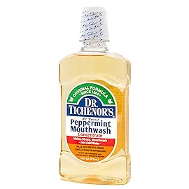 Dr. Tichenor\'s Peppermint Mouthwash Concentrate - Oral Rinse for Bad Breath and Oral Health with a Minty Punch for Soothing Relief of Minor Sore Throat Irritation - 16 Ounce (Pack of 2)