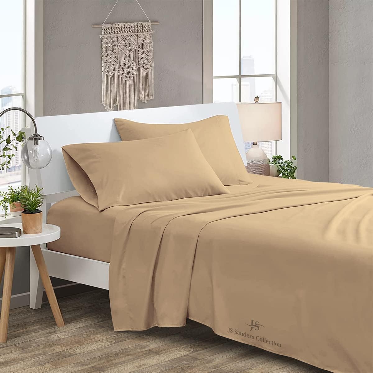 4 Piece Sheet Set 100% Egyptian Cotton Bed Sheets 1000 Thread Count Luxury Hotel Quality Sheet Set Italian Finish Premium Sheets Long Staple Fits Up to 18 Inch Deep Pocket (California King, Taupe)