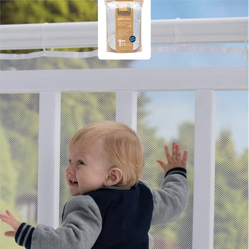 RovingCove Stair Railing Safety Net & Deck Guard 10ft x 3ft, Indoor & Outdoor Use, Baby Proofing and Pet Safety, Weather-Resistant