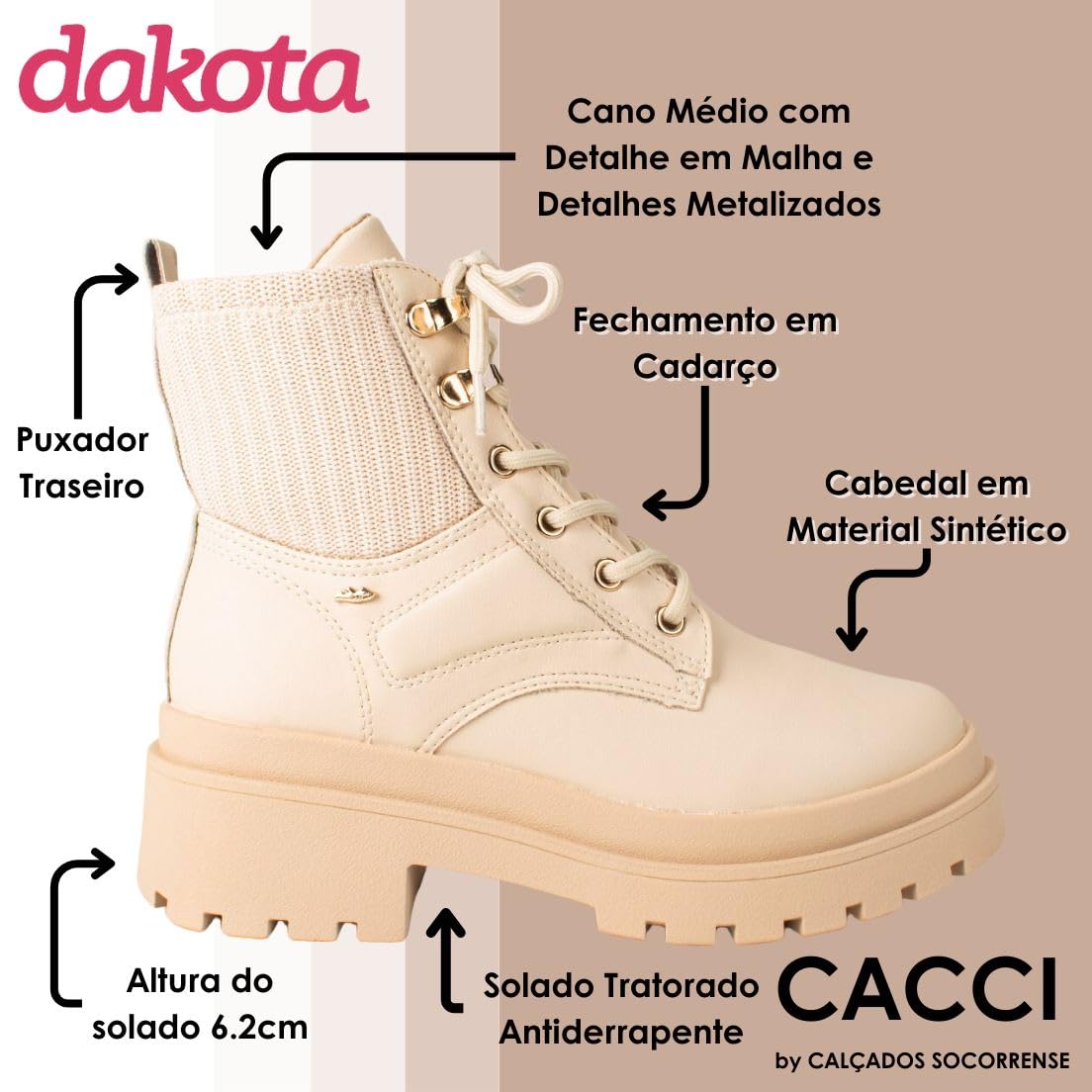 Bota Coturno Feminino Conforto Moderno Dakota em promoção! Veja a oferta e mais achadinhos de Botas 3 Hoje é o melhor dia para comprar Bota Coturno Feminino Conforto Moderno Dakota com aquele preço maroto! Promoção! Aproveite a oferta! 3